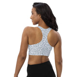 Longline leopard sports bra (grey on white)