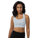 Longline leopard sports bra (grey on white)