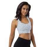 Longline leopard sports bra (grey on white)